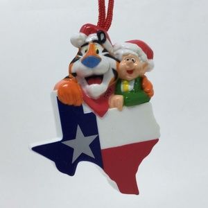 Kelloggs Tony the Tiger Keebler Elf Texas Flag Christmas Ornament